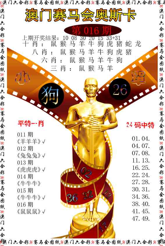 016期新奥斯卡[图]