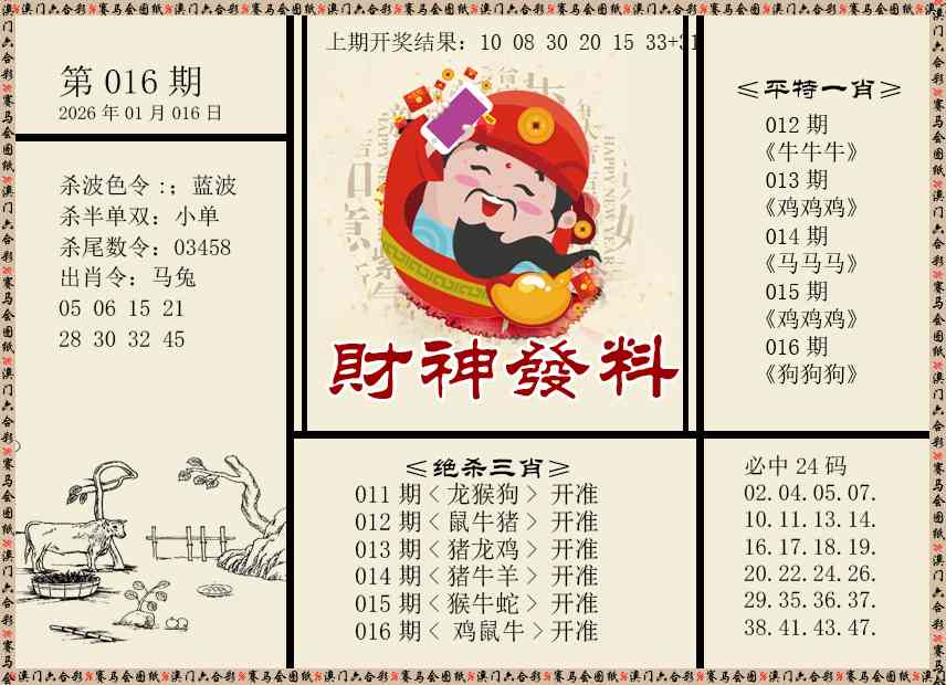 016期财神发料[图]