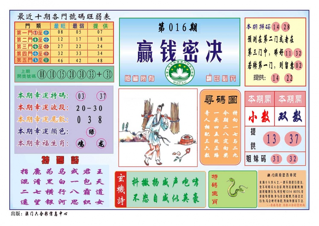 016期赢钱秘诀[图]
