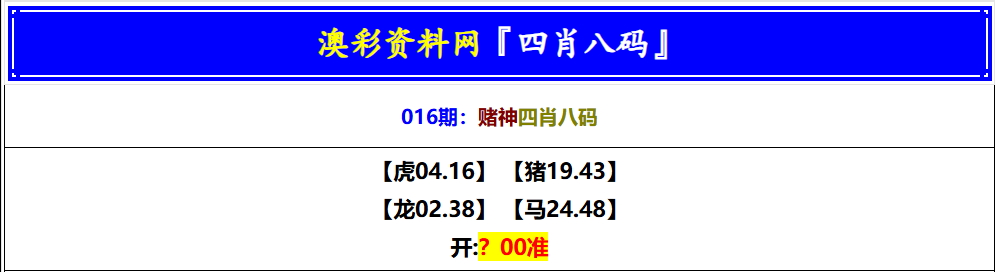 016期赌神四肖八码[图]