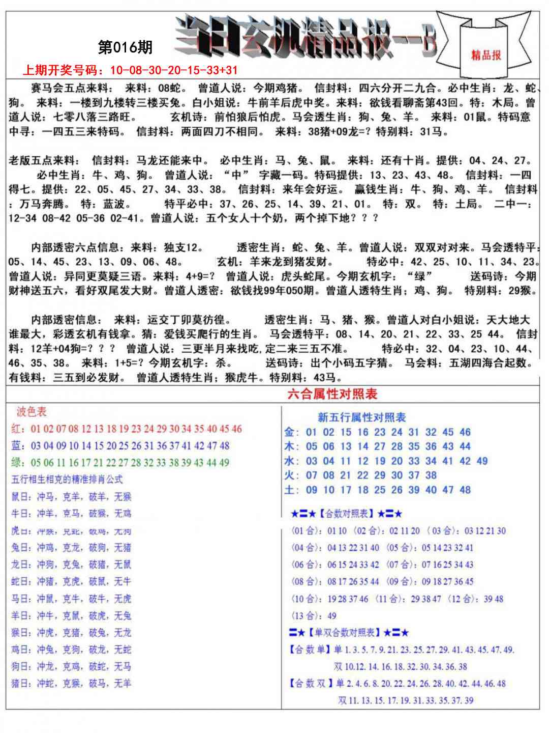 016期当日玄机精品报B[图]