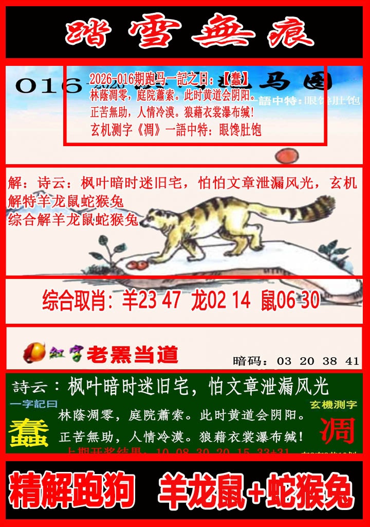 016期踏雪无痕跑马图[图]