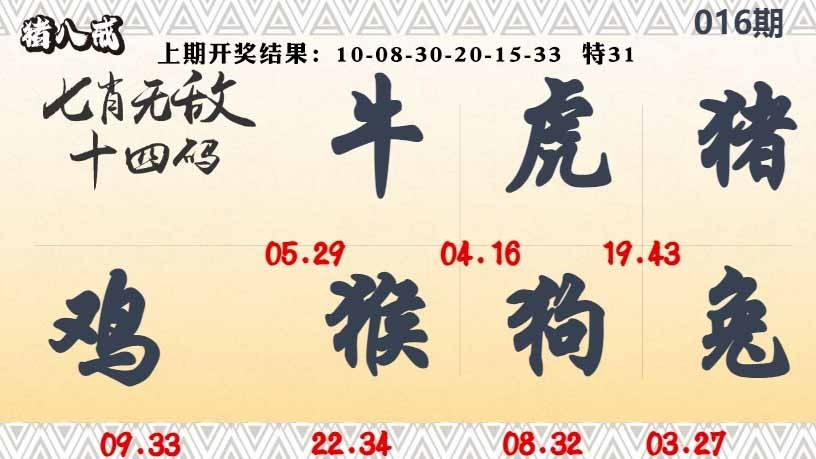 016期七肖无敌14码[图]